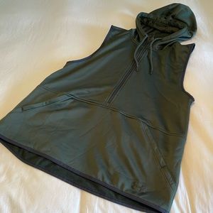 Under Armour Lined Sleeveless Hoodie, Army Green Cold Gear Vest